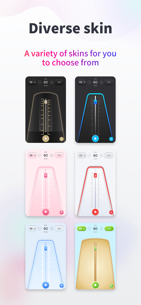 Metronome-music beat rhythm - A variety of colorful simulation metronome skins for music practice
