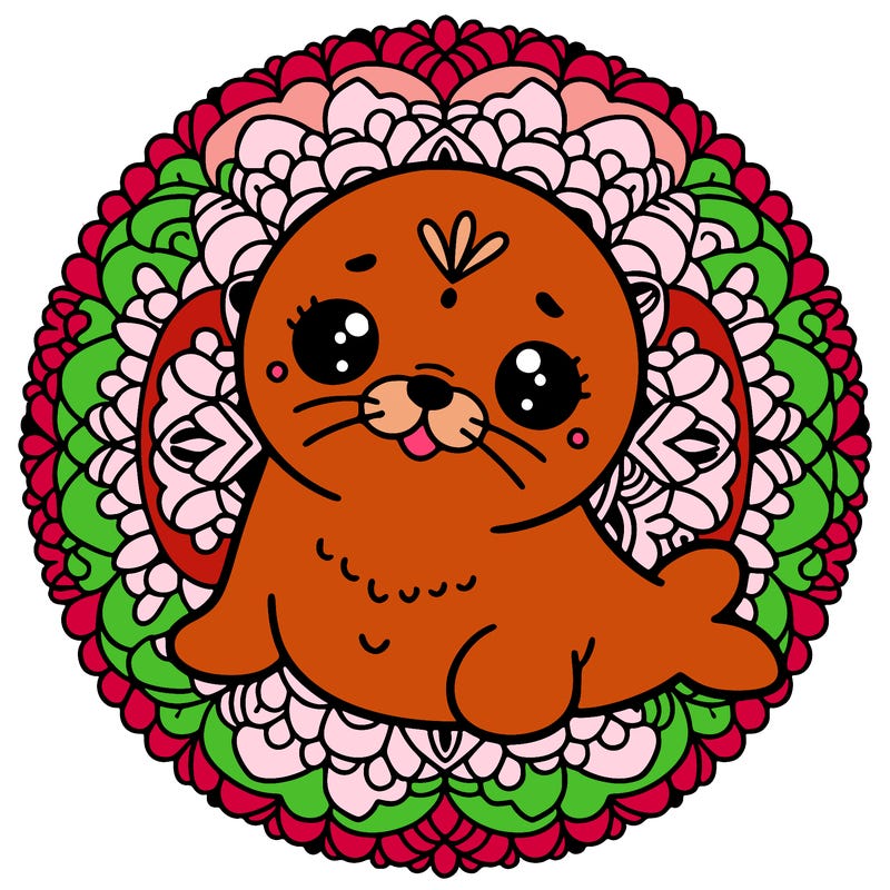 a cute baby seal mandala