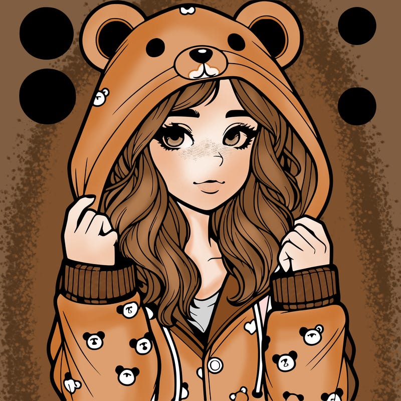 realistic girl in a animal pjs hoodie
