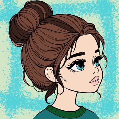 realistic girl with bun