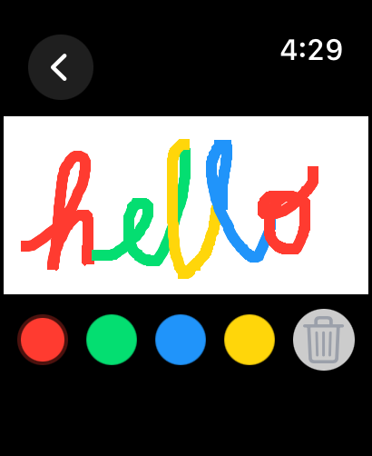 Apple Watch 그림 그리기 게임 인터페이스의 다채로운 안녕 낙서