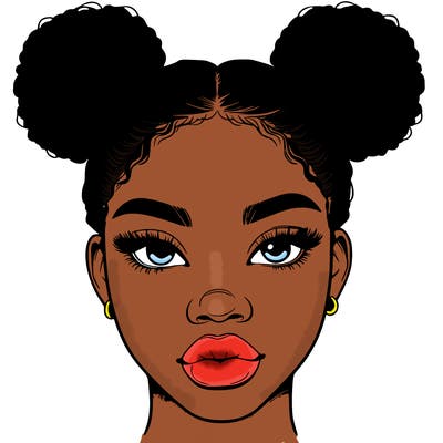 realistic black woman with two buns