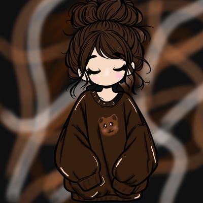 girl with baggy sweatshirt and messy bun