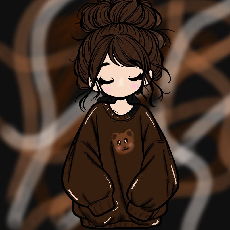 girl with baggy sweatshirt and messy bun
