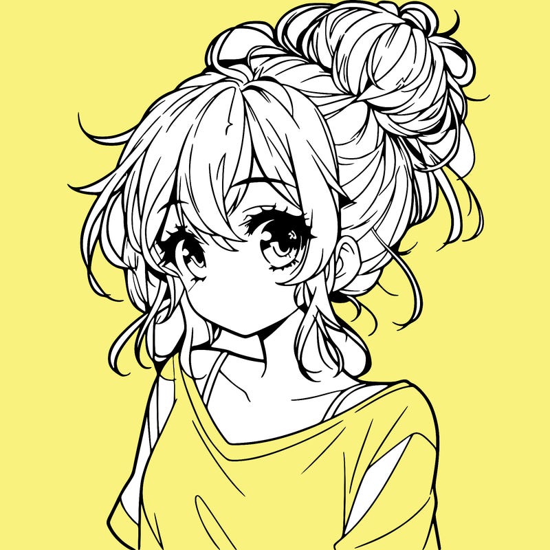 a beautiful anime girl with a messy bun
