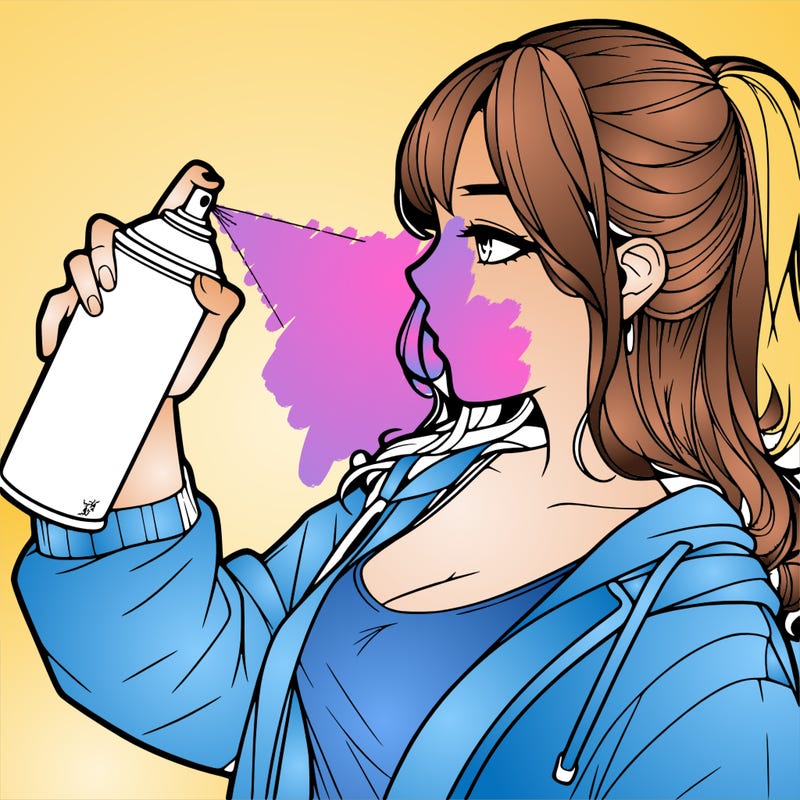 a realistic girl spray, painting