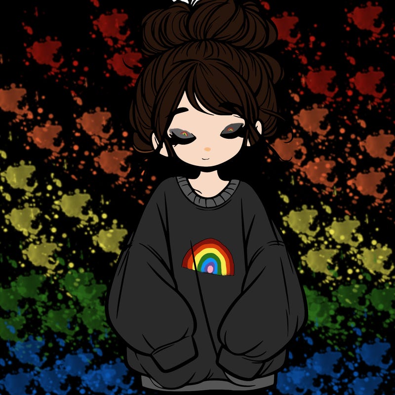 girl with baggy sweatshirt and messy bun