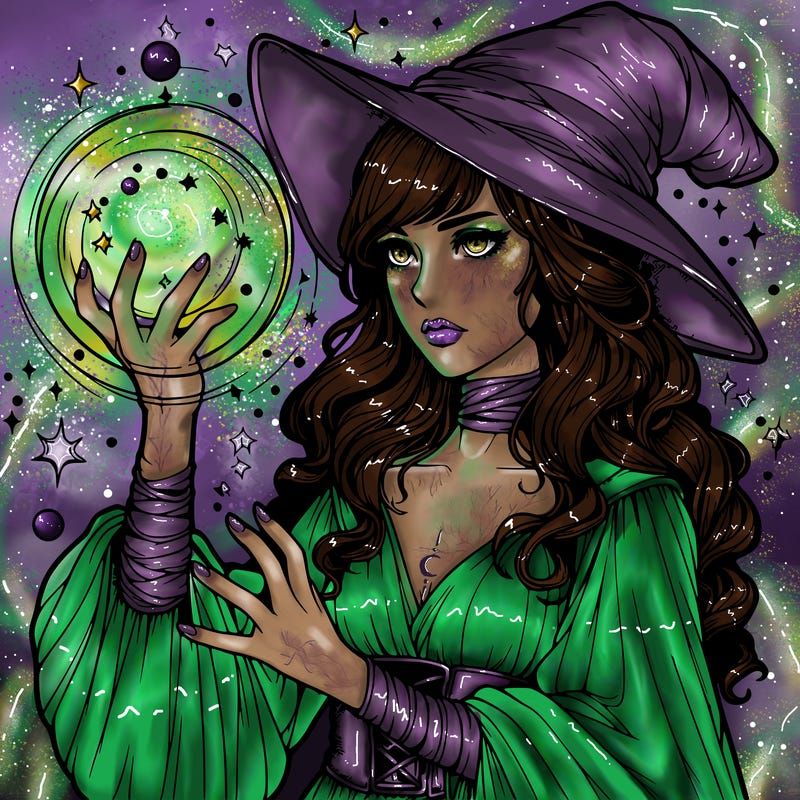realistic women sorcerer using magic