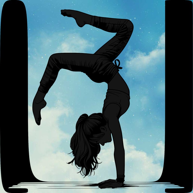 realistic girl doing handstand