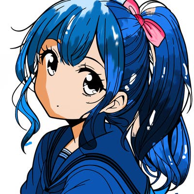 manga girl with ponytail