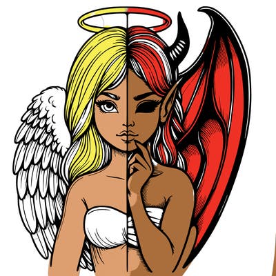 realistic angel half demon