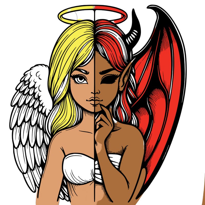 realistic angel half demon