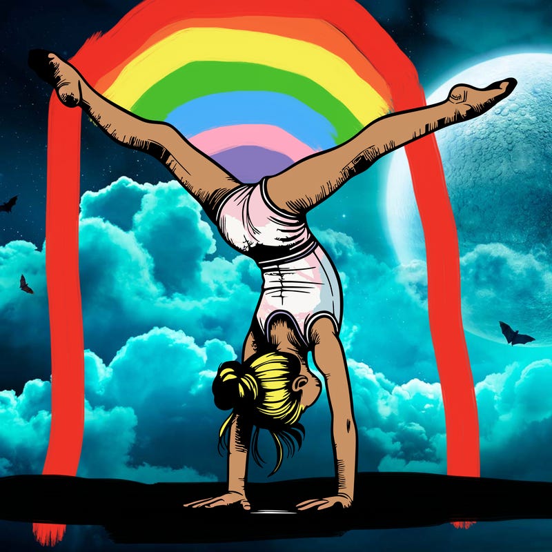 realistic gymnastic hand stand girl in four splits