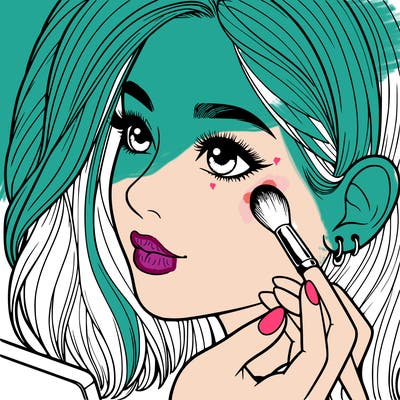 a realistic girl doing her makeup