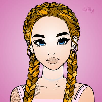 realistic girl with braids