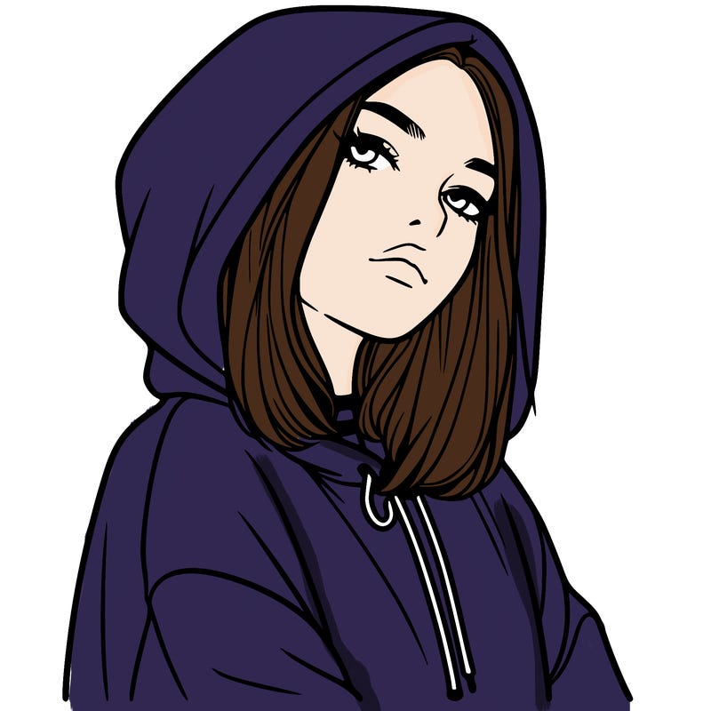 a realistic girl in a hoodie