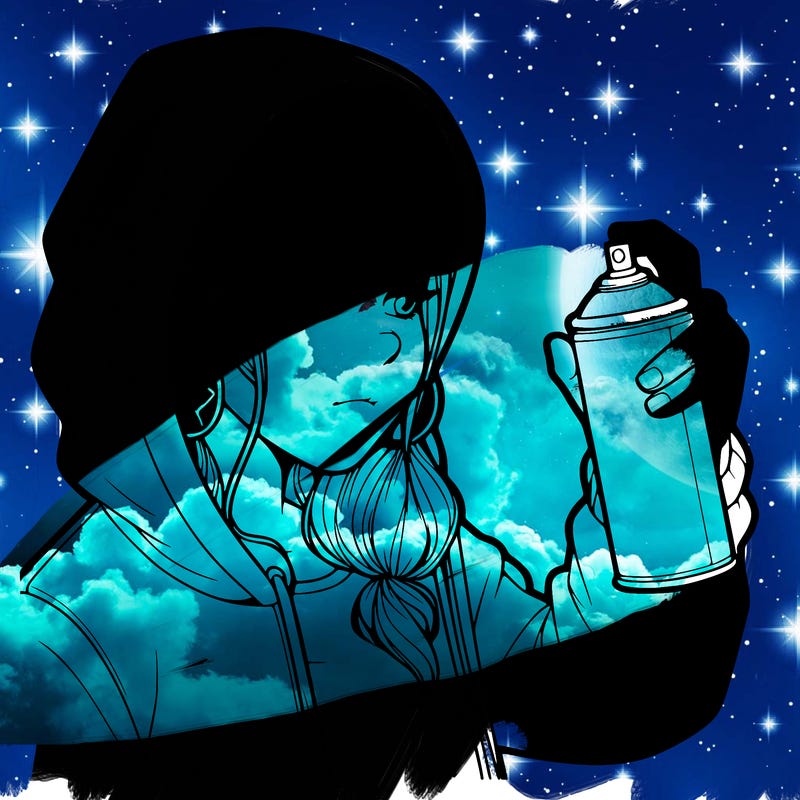 a realistic girl, spray painting