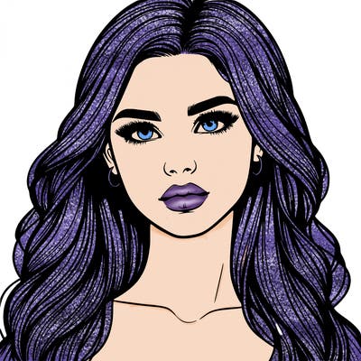 realistic girl, with long hair and lips