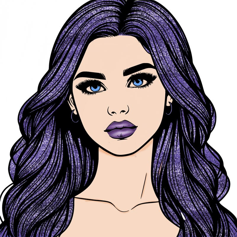 realistic girl, with long hair and lips