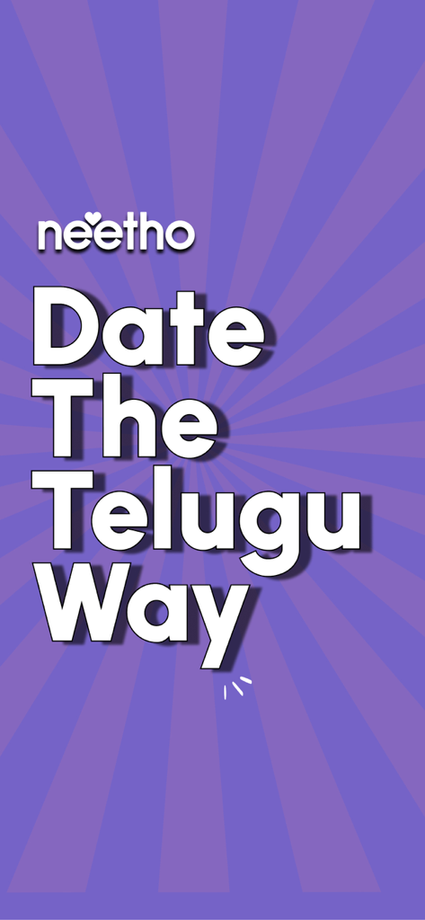 Neetho dating app banner featuring the slogan Date The Telugu Way on a purple background