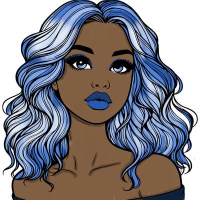 realistic girl with wavy hair and lips