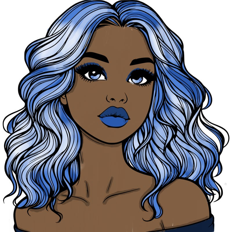 realistic girl with wavy hair and lips