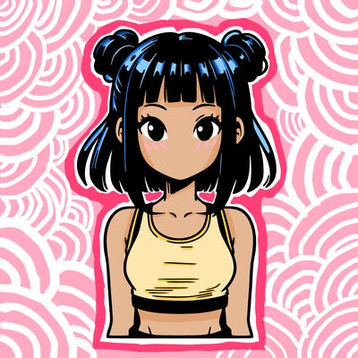 manga girl with crop top