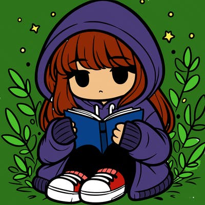 girl in oversized hoodie reading a book