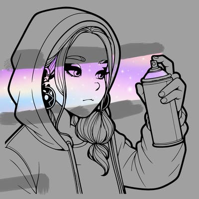 a realistic girl, spray painting