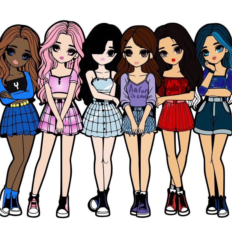 a group of girls realistic