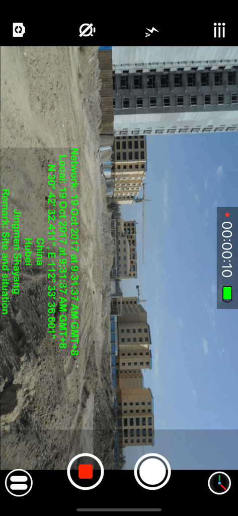 Construction site recorded with Timestamp Camera Enterprise showing date time and GPS data