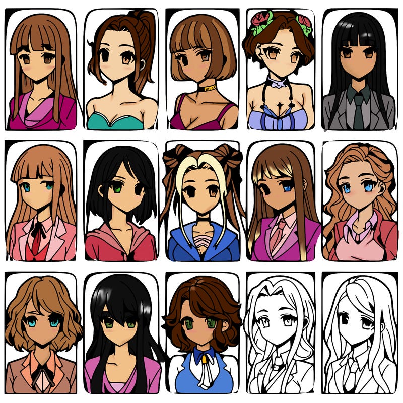 girls that look diffrent anime