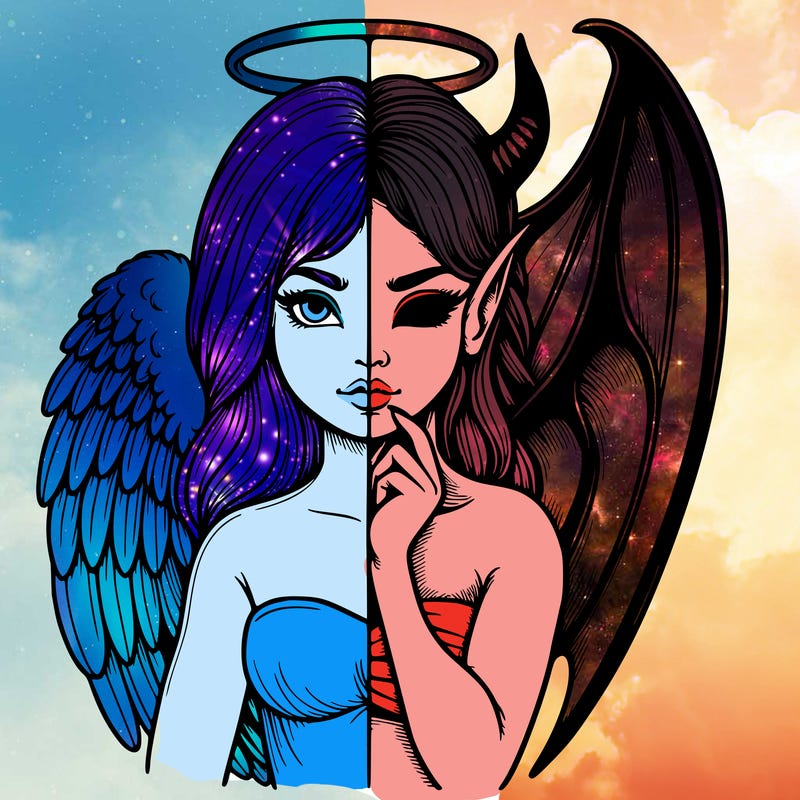 realistic angel half demon