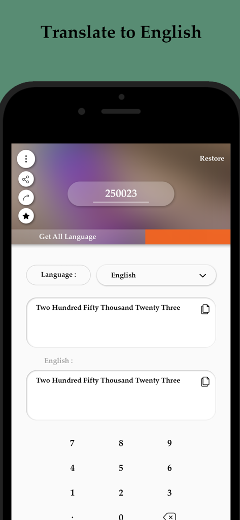 Check Writer : Number to Words - Check Writer app interface converting numbers into written English words