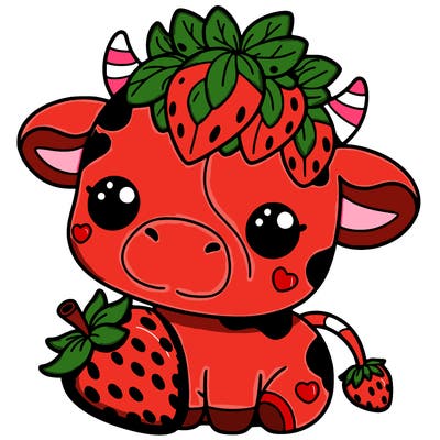 cute strawberry cow