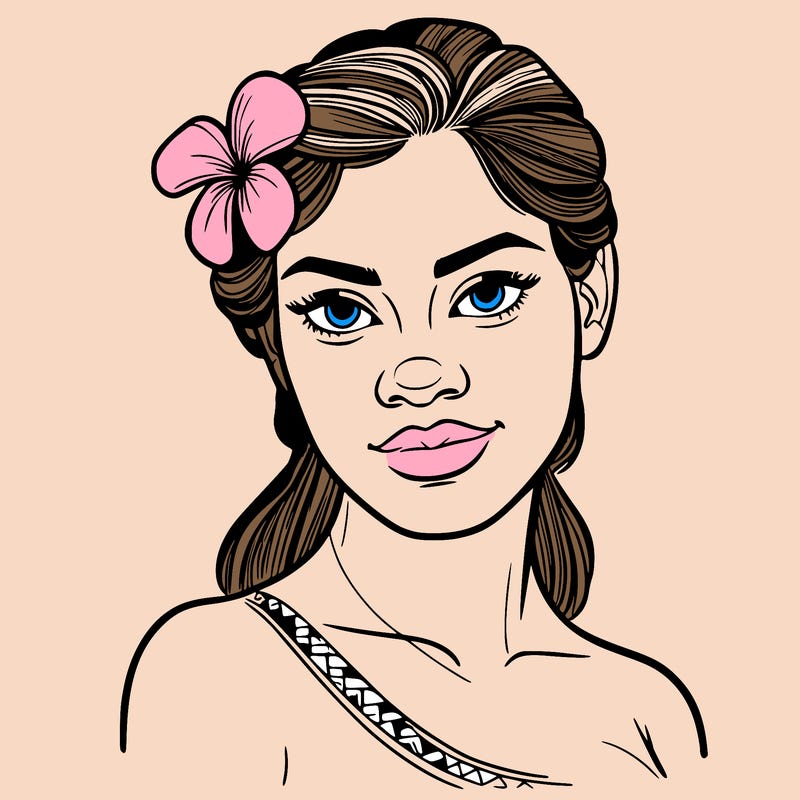 a realistic polynesian woman with a samoan pacific look and a taupou
