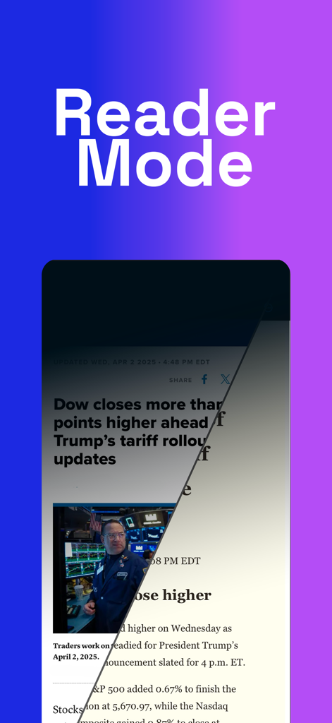 Vortex Browser: VPN Browser - Vortex Browser Reader Mode for a distraction free reading experience