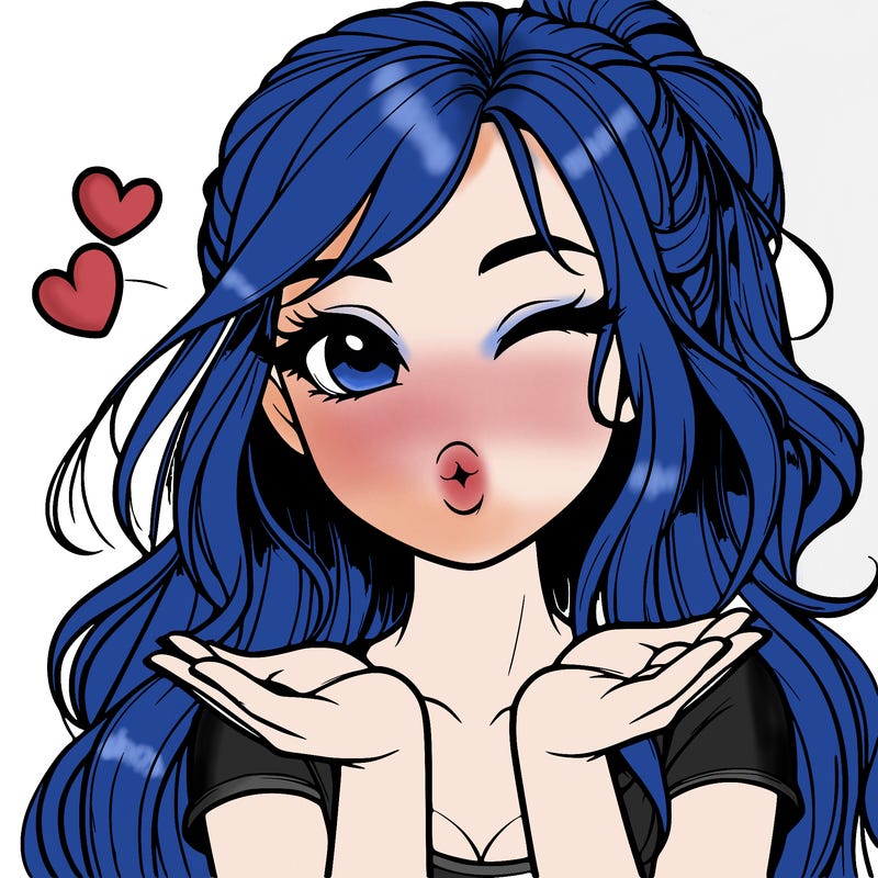realistic girl winking and blowing a kiss while making heart hands