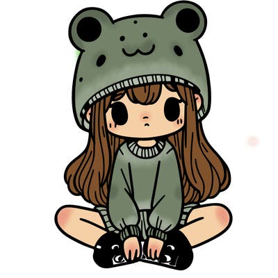 a girl wearing a frog hat and some frog socks