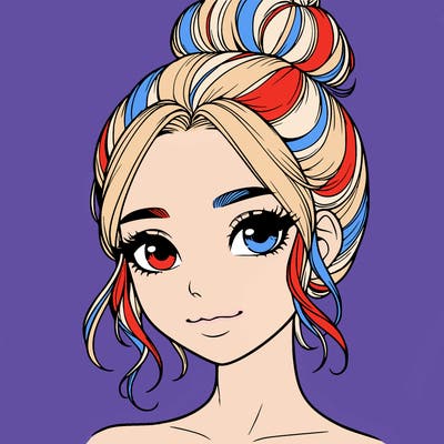 realistic pretty girl with hair in bun