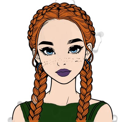realistic girl with braids