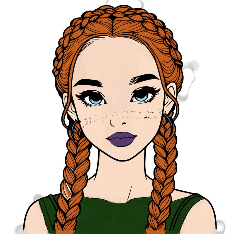 realistic girl with braids