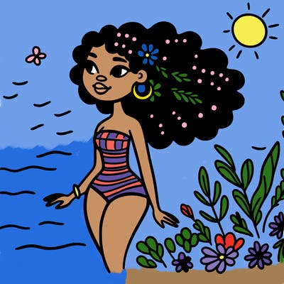 african woman in a swimsuit