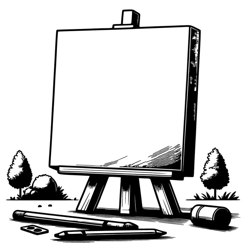 a large, realistic sketch blank canvas with no background.