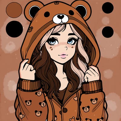 realistic girl in a animal pjs hoodie