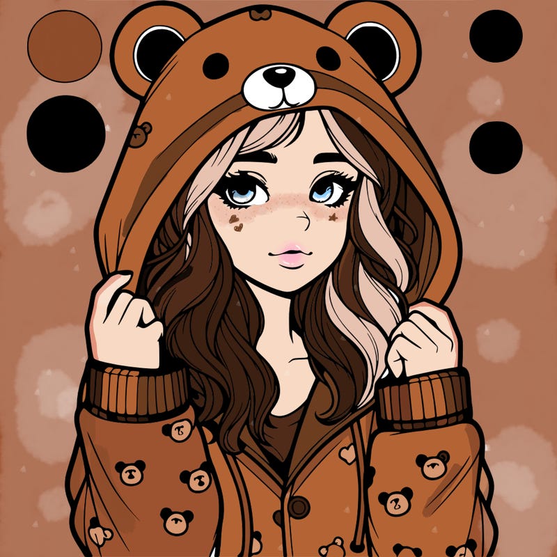 realistic girl in a animal pjs hoodie