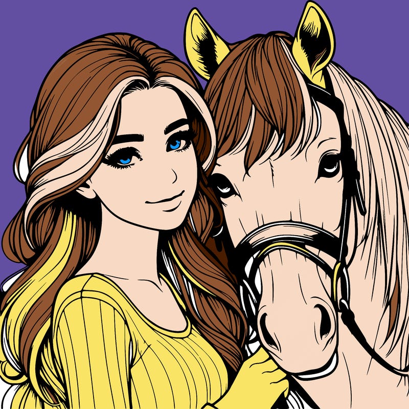 realistic girl with horse