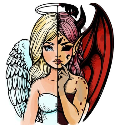 realistic angel half demon