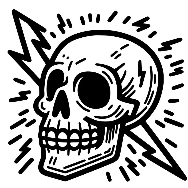 skull with lightning bolts