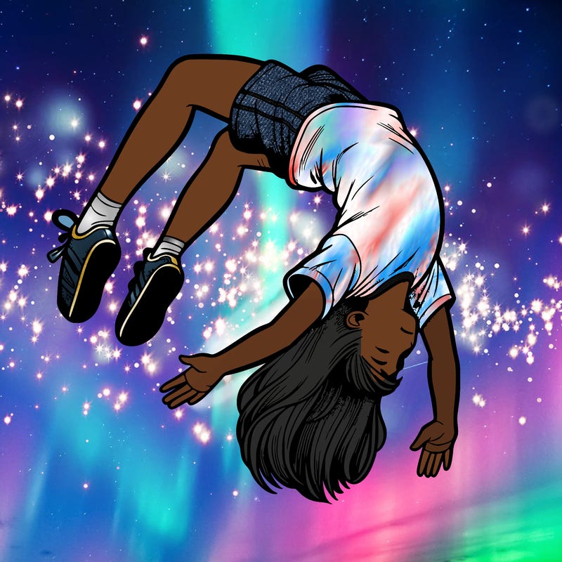 realistic girl doing a backflip